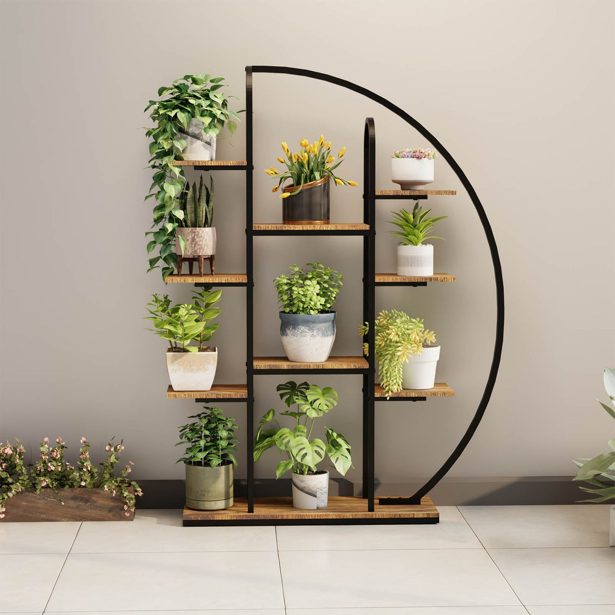 62.2 Inch Tall Metal Indoor Plant Stand with Grow Lights