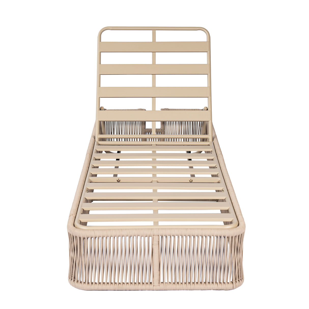 Beige and White Adjustable Sunlounge with Woven Rope Base