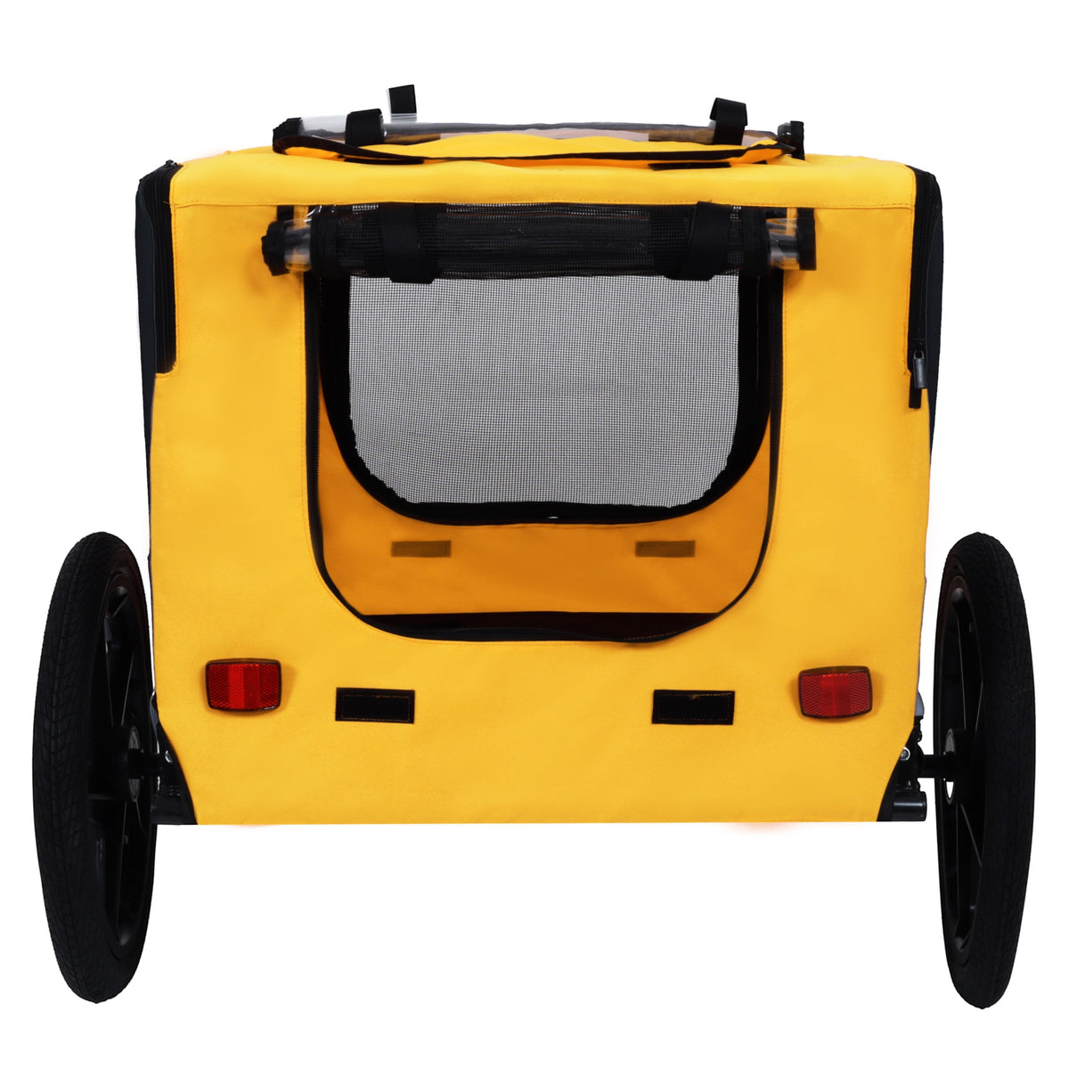 Pet Bike Trailer with Steel Frame and Foldable Design - Red
