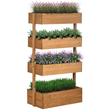 Outsunny-Vertical-Garden-Planter,-Wooden-4-Tier-Planter-Box,-Orange-Pots-&-Planters