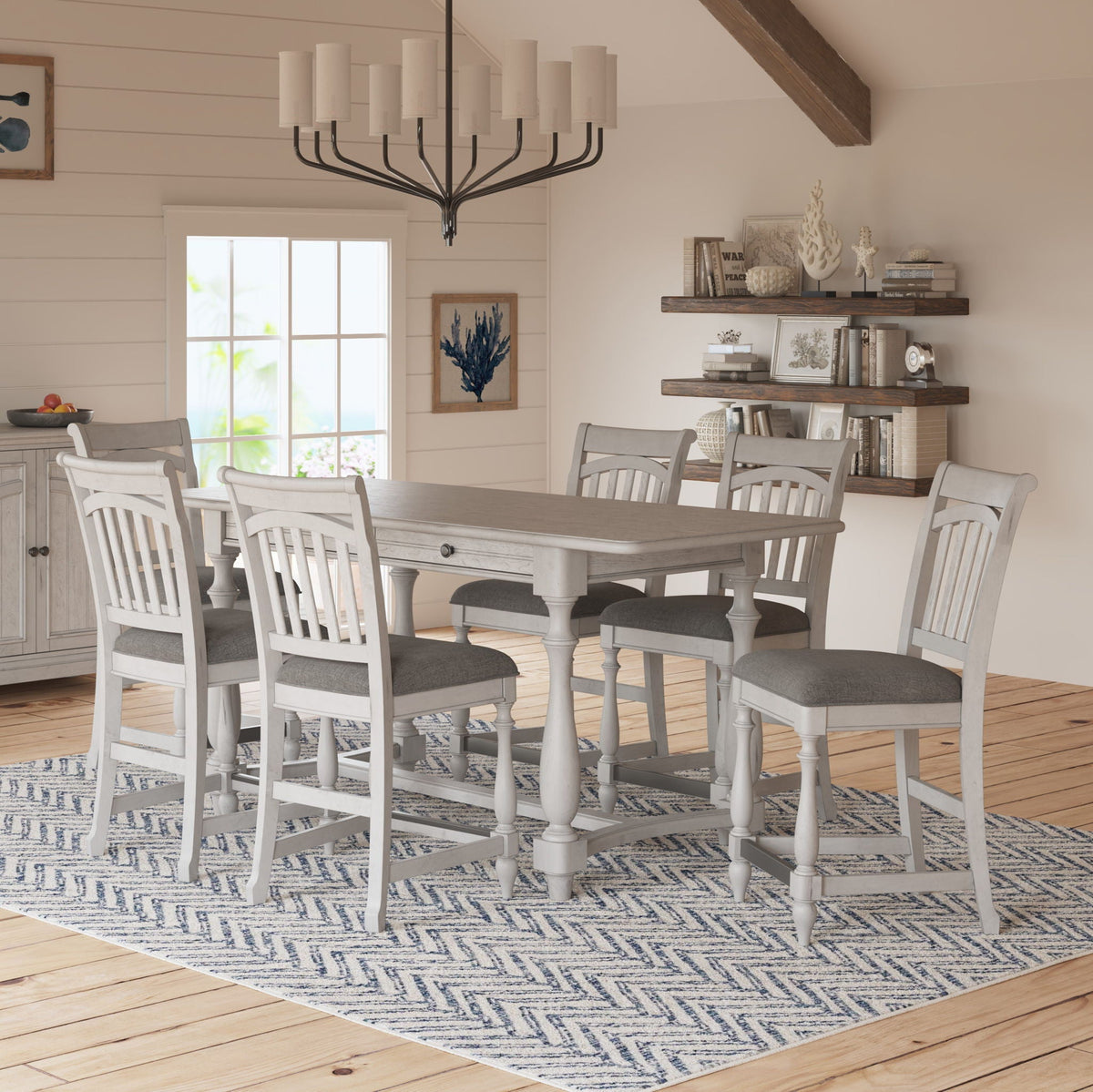 Slat Back Barstools (Set of 2) - Gray