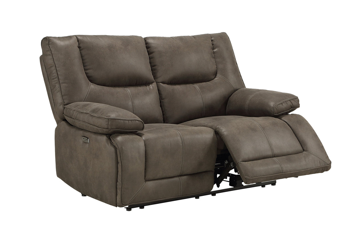Harumi Gray Fabric Power Motion Loveseat With USB
