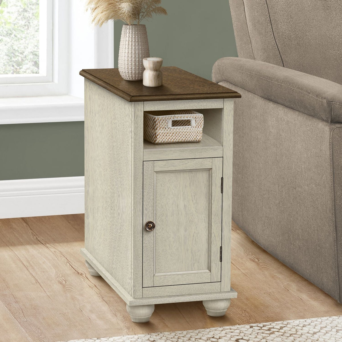 Accent End Table, Storage, Traditional - White