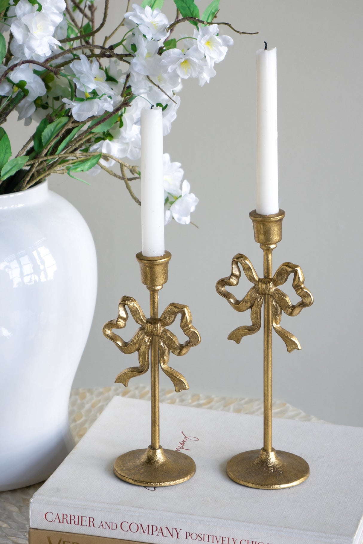 Set of 2 Vintage Gold Candle Holders