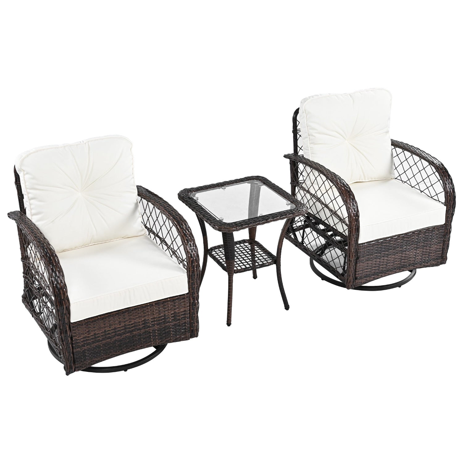 Ashley Swivel Conversation Set with Glass-Top Table
