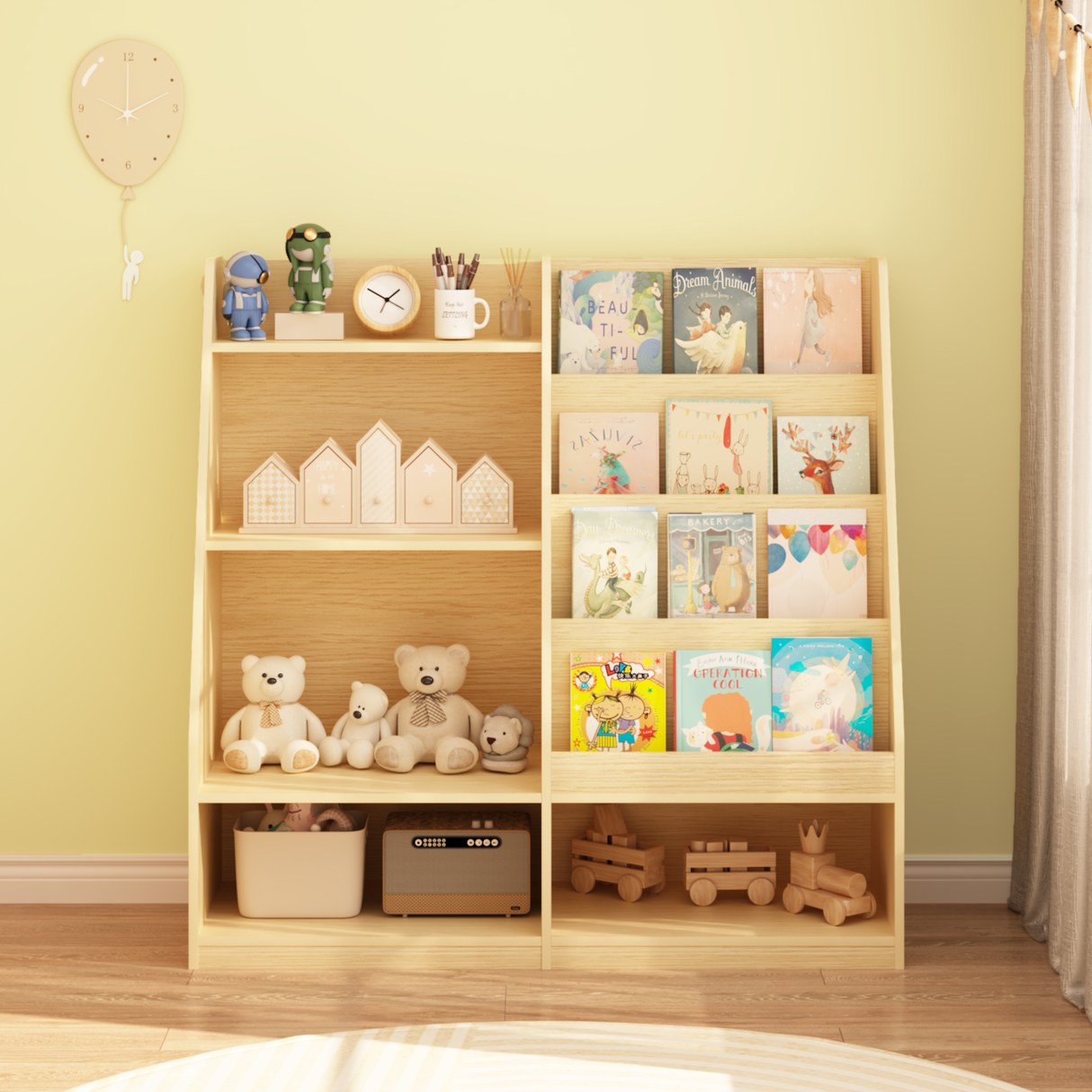 Kids Bookshelf and Toy Storage Organizer