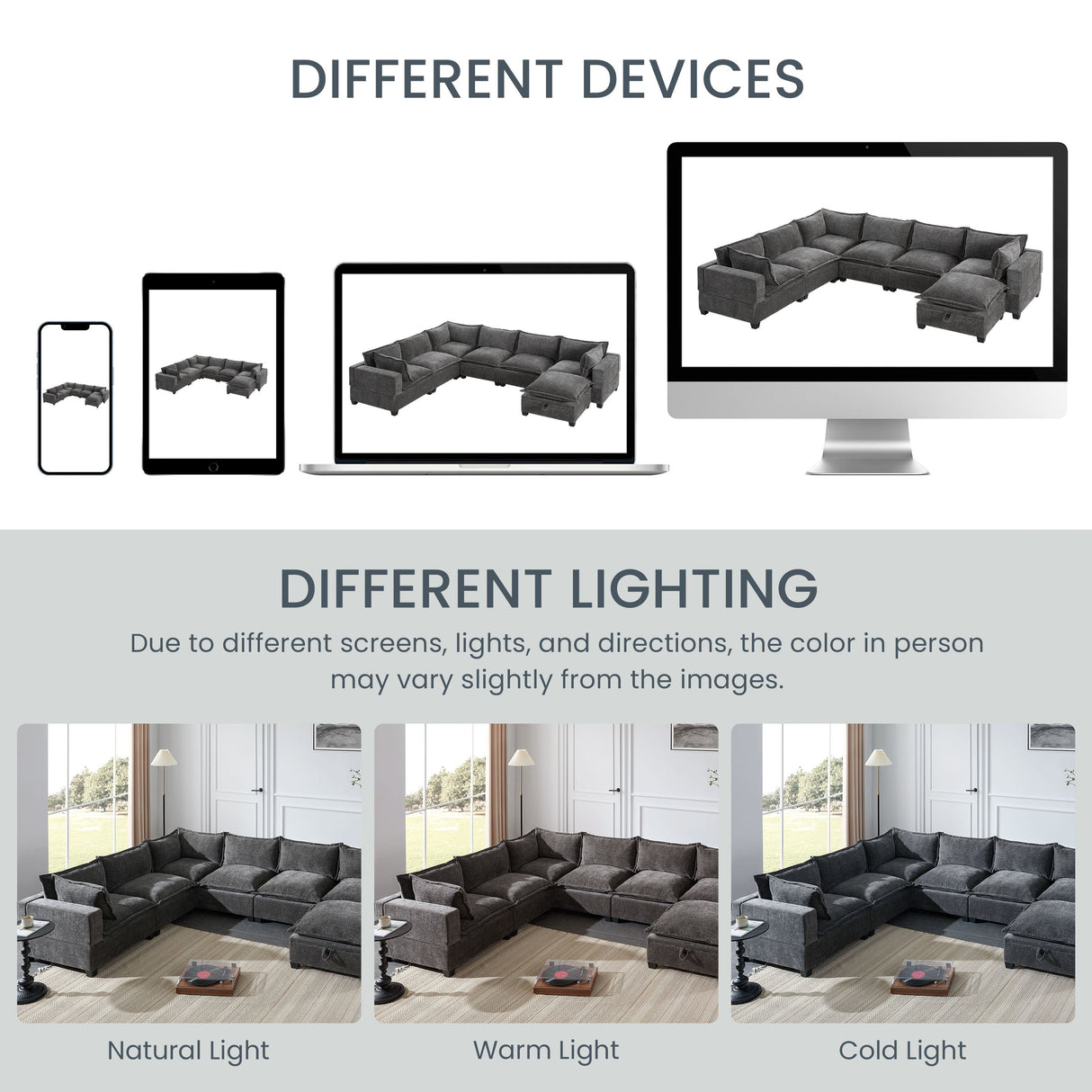 117.5'' Modular Sectional Sofa with Movable Storage Ottoman