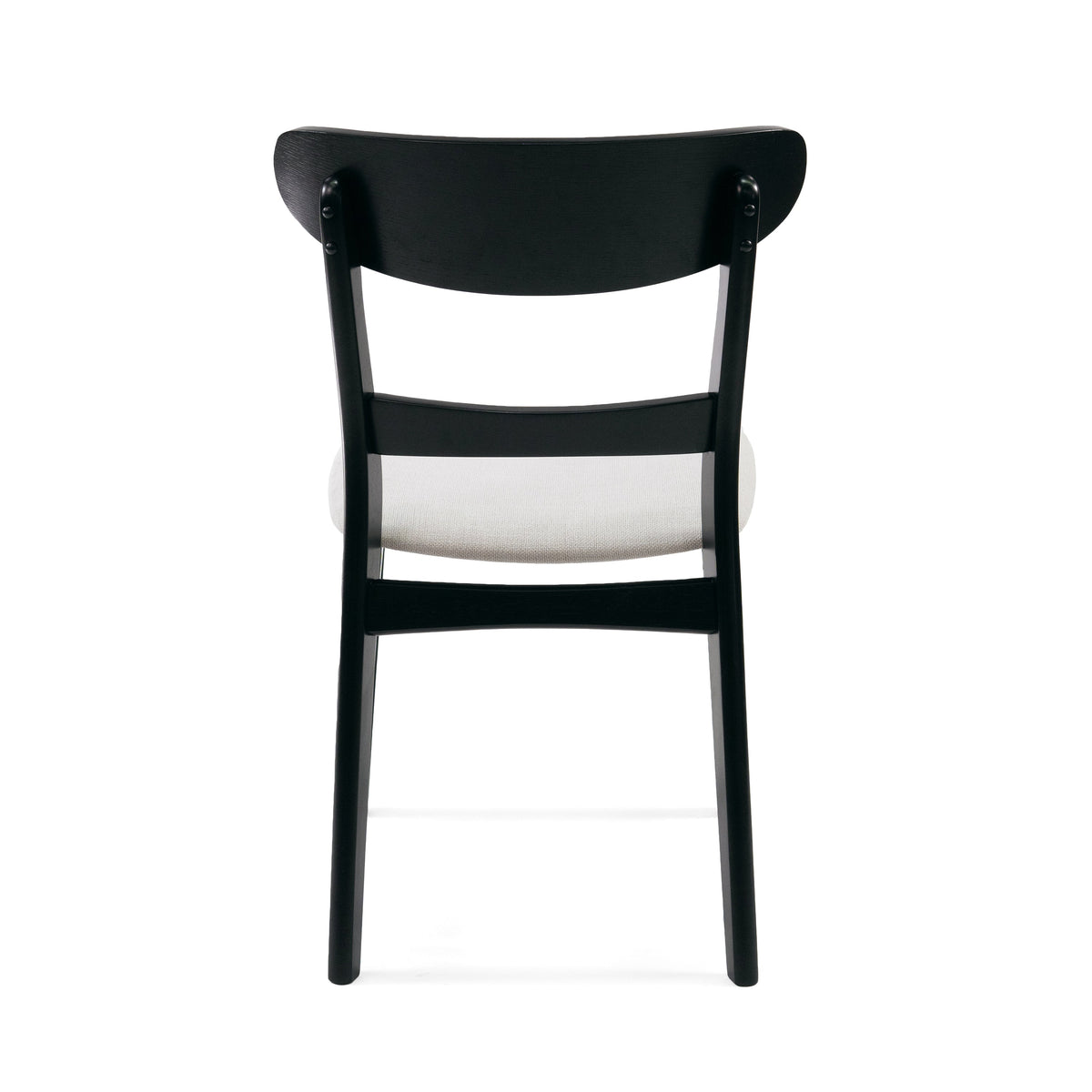 Set of 2 Mid-Century Dining Chairs - Upholstered Seat, Rubberwood Legs