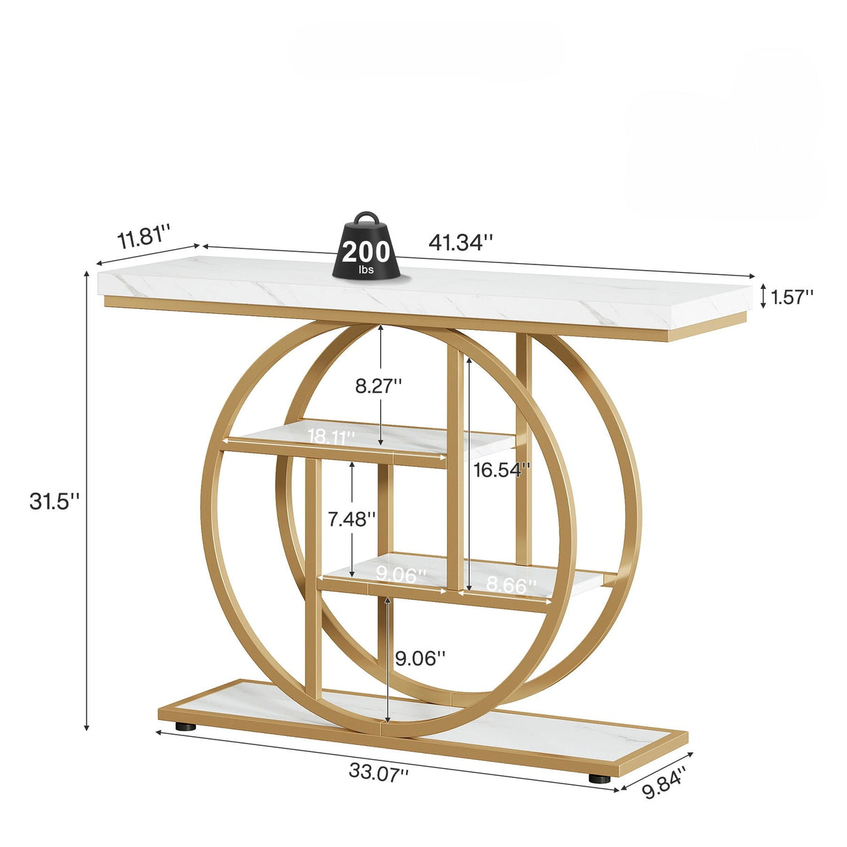 Console Table With 4-Tier Design For Living Hallway
