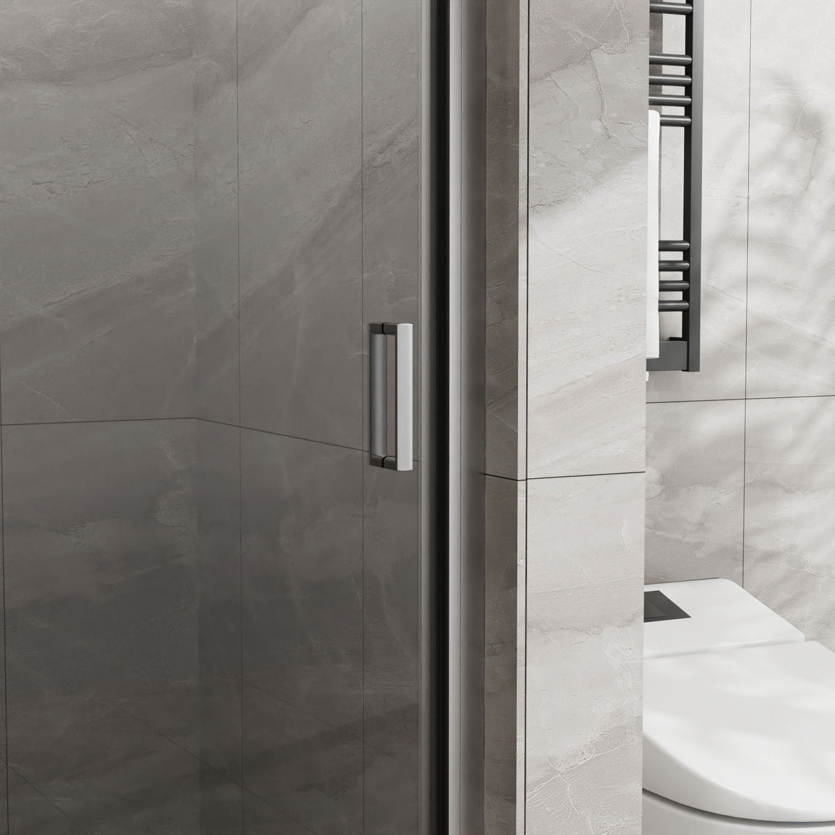 Pivot Shower Door, Tempered Glass, Semi Frameless