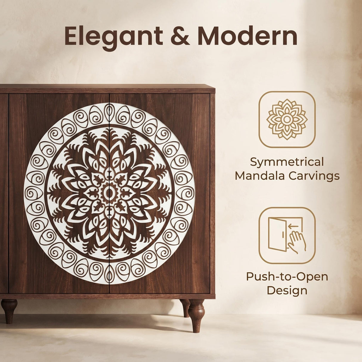 60" Vintage Mandala Carved Sideboard