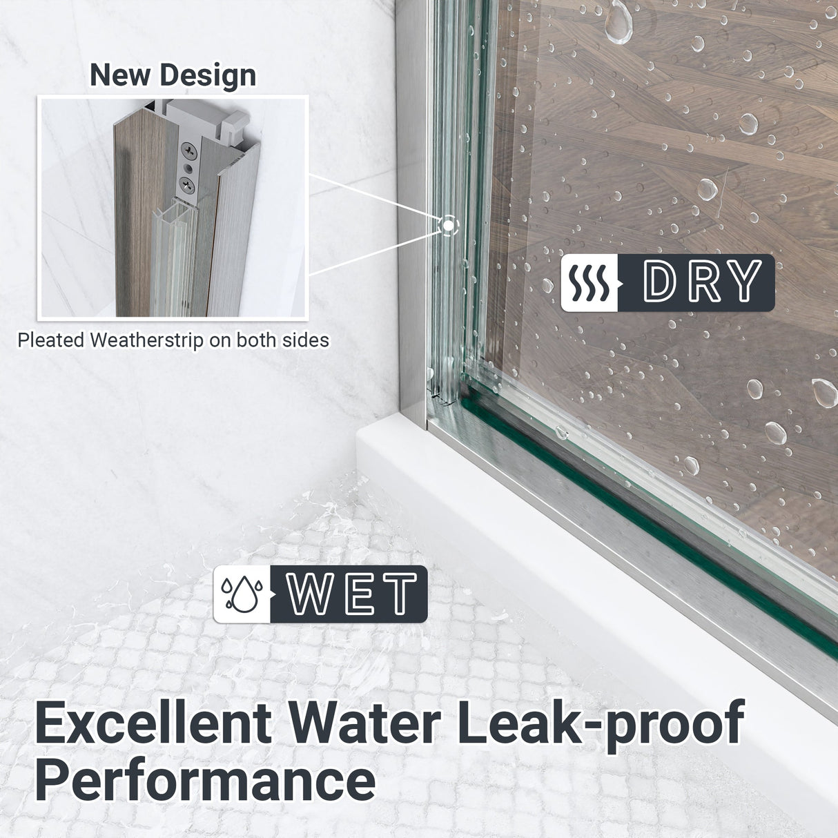 56-60"W x 60"H Semi-Frameless Double Sliding Shower Door