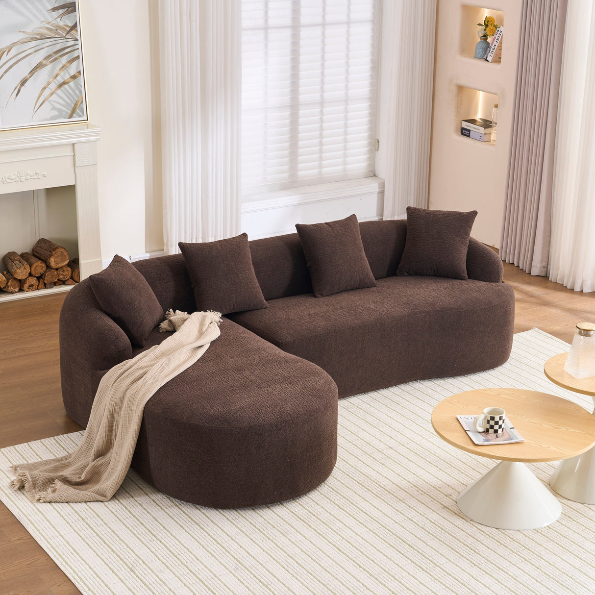 Compression Sponge L-Shape Sectional Sofa with Curved Chaise