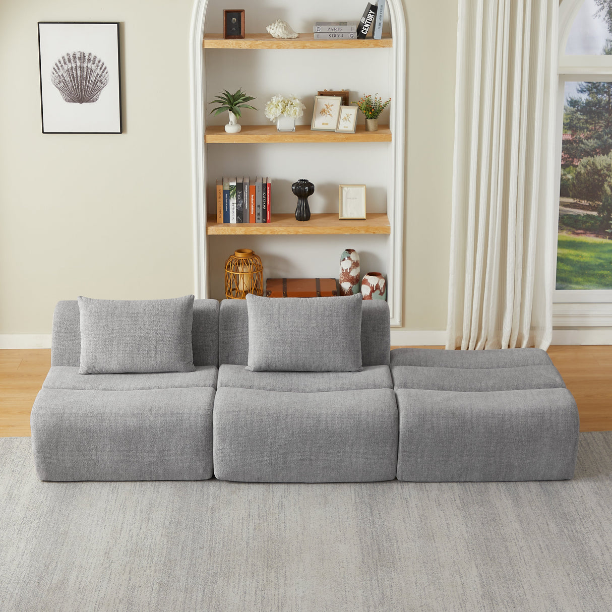 Oversized 3 Seater Compressed Sofa with Chenille Fabric