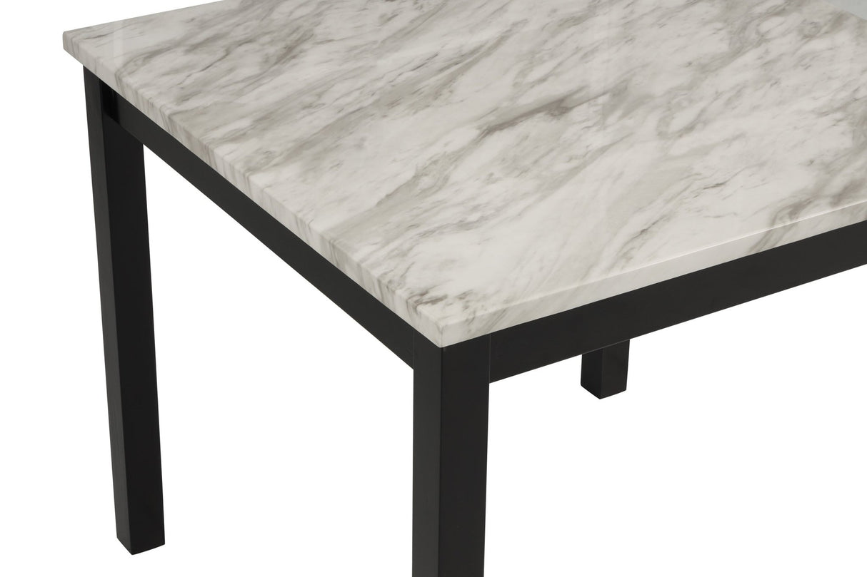 5pc counter height dining set square white faux marble table black velvet upholstered tufted nail head chairs wooden leg - Tuesday Morning - Kitchen & Dining Furniture Sets