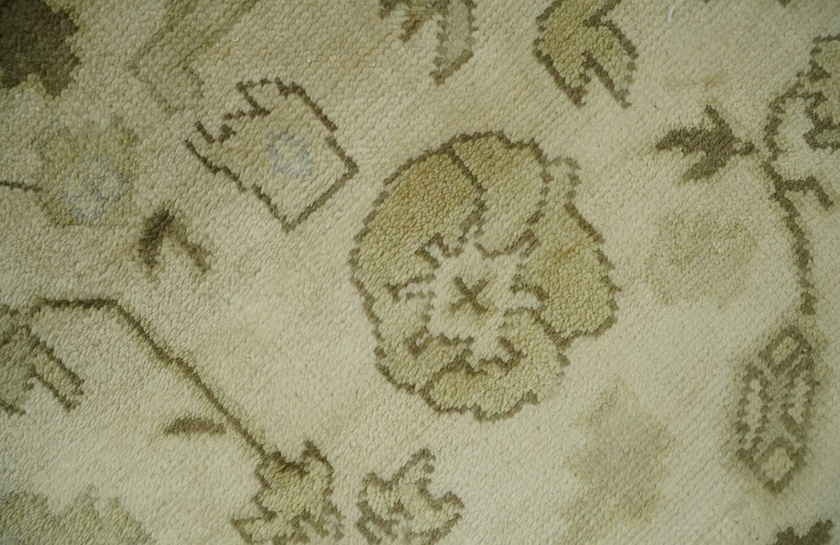 5x7 Hand Knotted Beige, Silver and Brown Traditional oushak Wool Area Rug | N34157