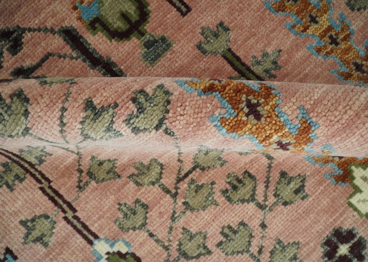 Custom Made Runner Rug Pink And Olive Tree of life Hand Knotted