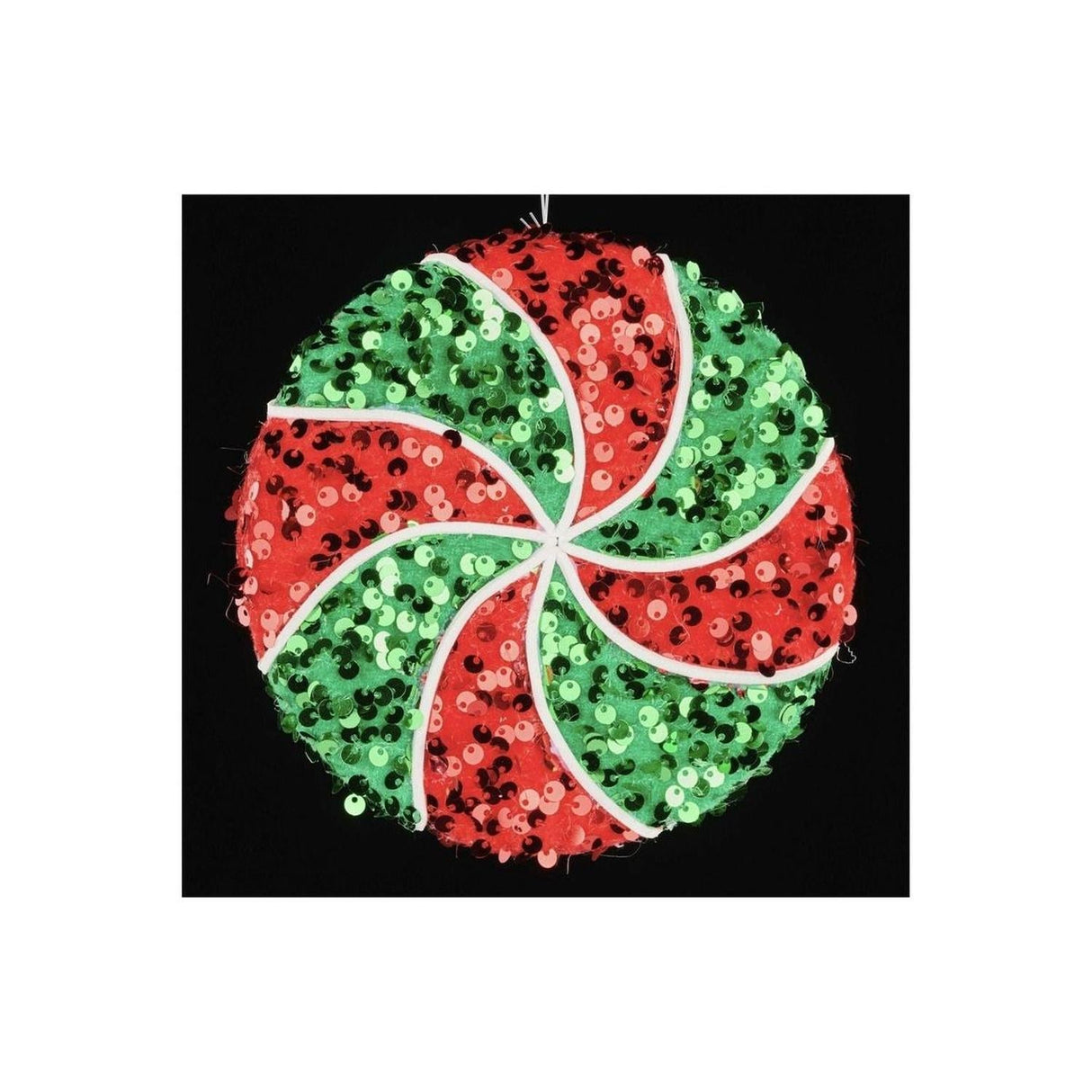 6" Sequin Peppermint Ornament: Red/Green
