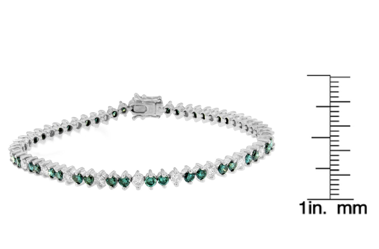 14K White Gold Round-Cut white and Blue Diamond Fashion Bracelet (5.40 cttw, H-I Color, I1-I2 Clarity)