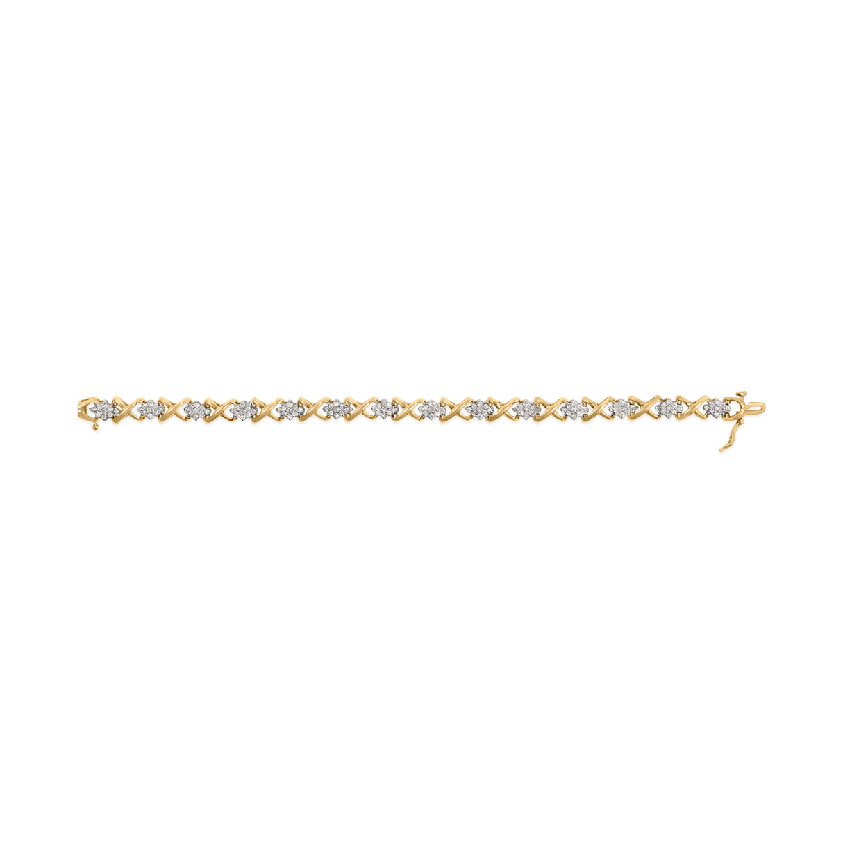 10k Yellow Gold Plated .925 Sterling Silver 2.00 Cttw Round-Cut Diamond Link 7" Bracelet (H-I Color, I2-I3 Clarity)