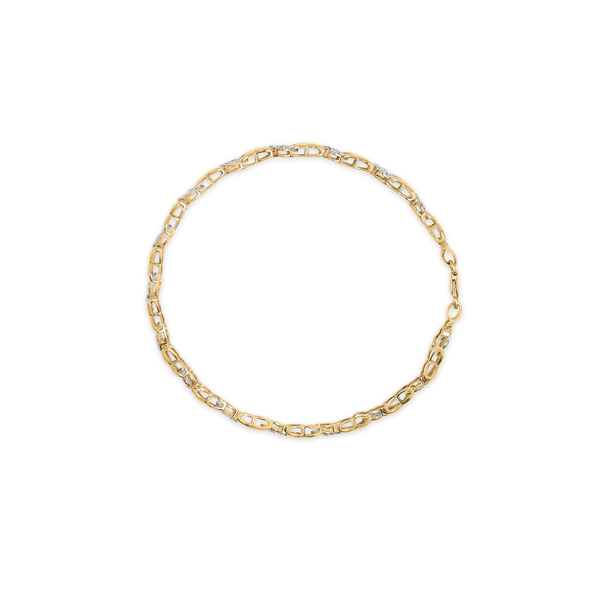 10K Yellow Gold 1.00 Cttw Diamond Cluster X Link Tennis Link 7.50" Bracelet (I-J Color, I2-I3 Clarity)