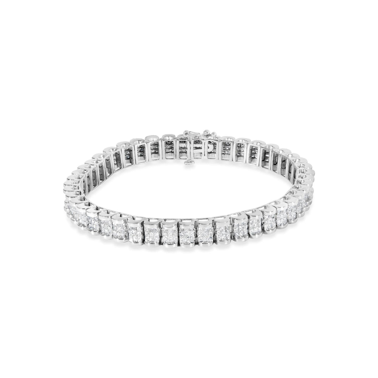 14K White Gold 5.00 Cttw Invisible Set Princess-Cut Diamond Belt and Buckle Tennis 7" Bracelet (H-I Color, SI1-SI2 Clarity)