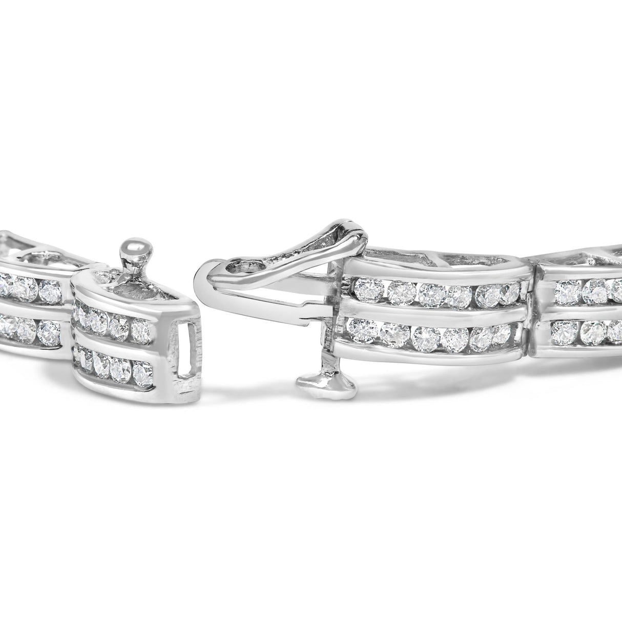 14K White Gold Round-Cut Diamond Bracelet (3.22 cttw, H-I Color, I1-I2 Clarity)