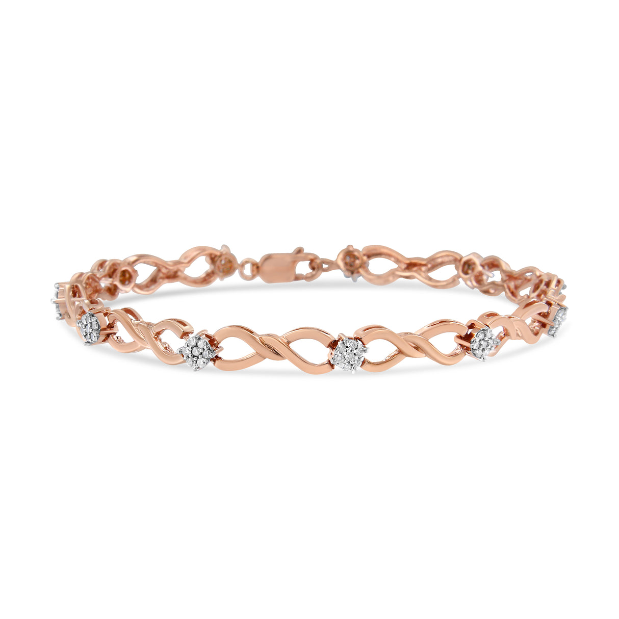 10K Rose Gold Plated .925 Sterling Silver 1/2 Cttw Diamond Infinity Link Tennis Bracelet (H-I Color, I2-I3 Clarity) -7â€