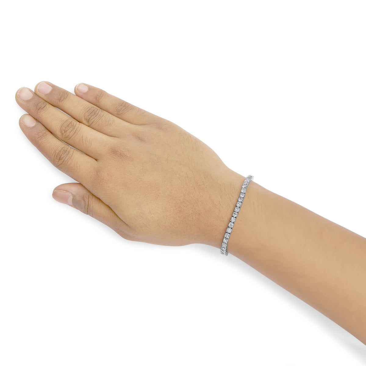 14K Gold Lab-Grown Round Diamond Four-Prong Tennis Bracelet