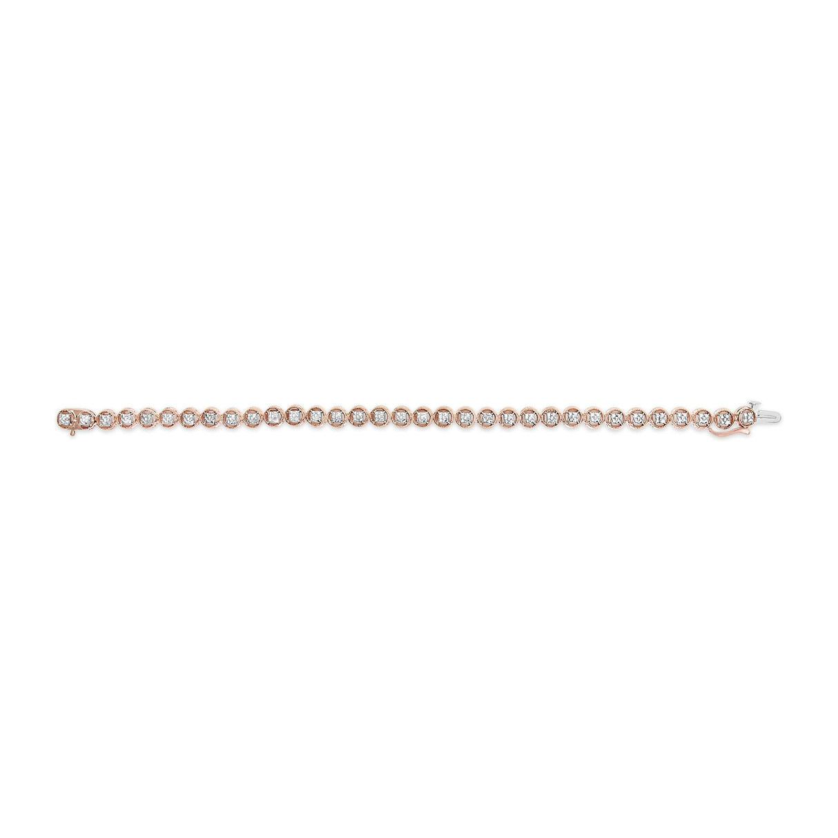 .925 Sterling Silver 1/10 Cttw Diamond Open Circle Wheel Link 7" Tennis Bracelet (I-J Color, I2-I3 Clarity)