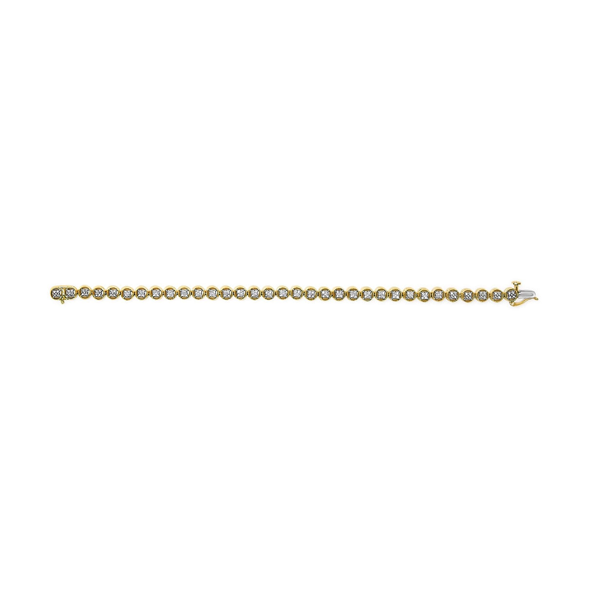 .925 Sterling Silver 1/4 Cttw Diamond 7" Open Circle Wheel Link Tennis Bracelet (I-J Color, I2-I3 Clarity)