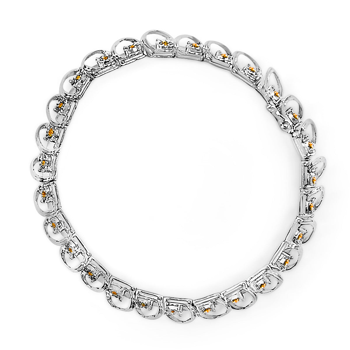 .925 Sterling Silver 3/4 Cttw Yellow Diamond Illusion Plate Looped Link Bracelet