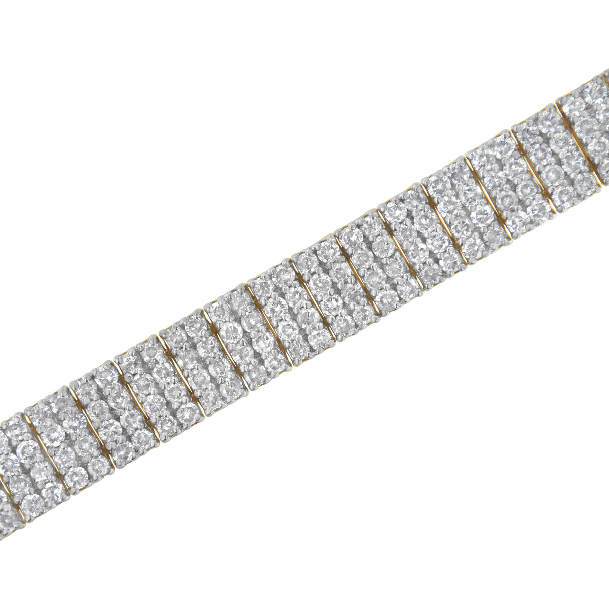 IGI Certified 14K Yellow Gold Plated Sterling Silver 10.0 Cttw Diamond 4 Row Tennis Bracelet