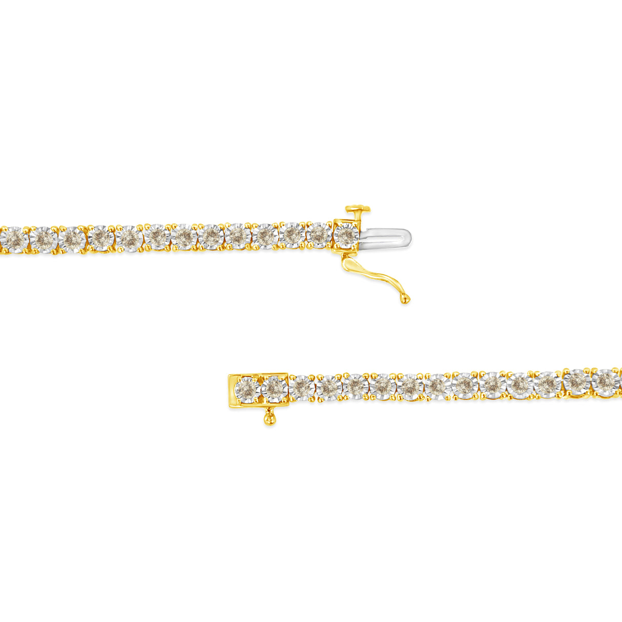 14K Yellow Gold Plated .925 Sterling Silver 3.0 Cttw Miracle-Set Diamond Tennis Bracelet (L-M Color, I2-I3 Clarity) - 7.25"