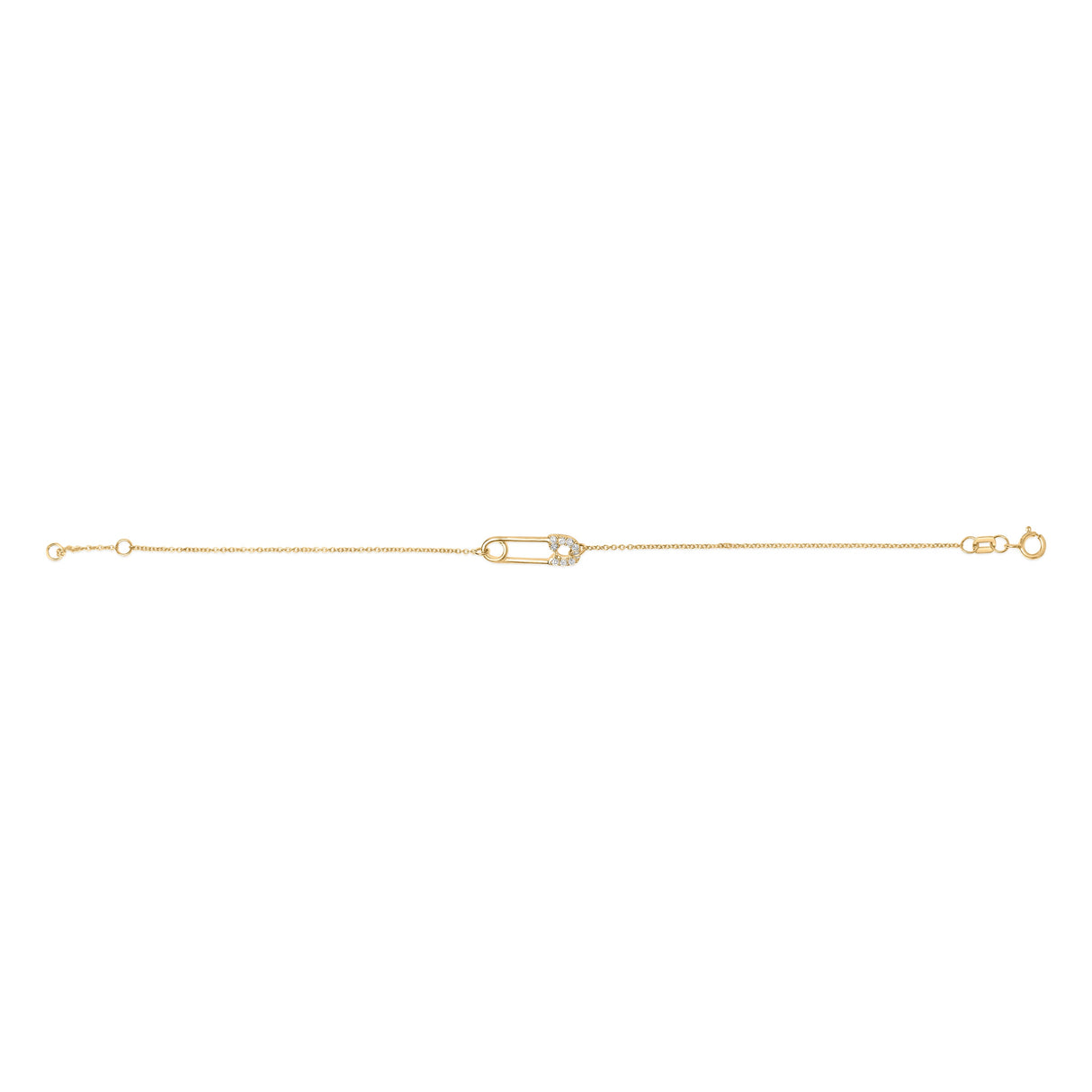 10K Yellow Gold 1/10 Cttw Diamond Paperclip Charm Adjustable Link Bracelet (I-J Color, I1-I2 Clarity) - 7.25 Inch