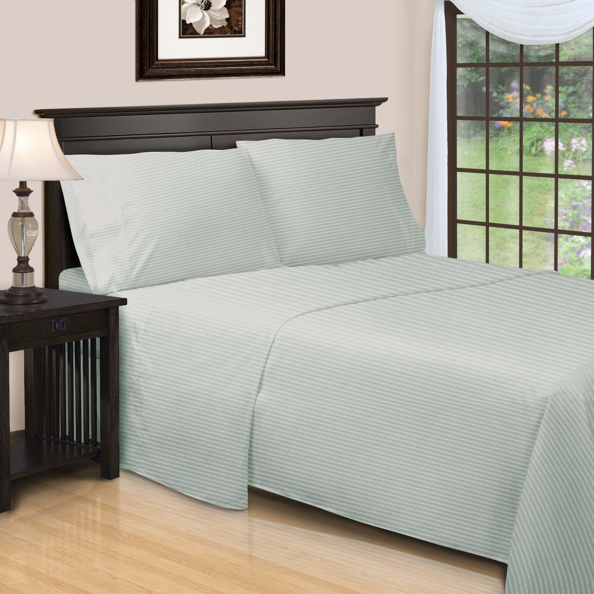 650 Thread Count Egyptian Cotton Sateen Stripe Bed Sheet Set - Egyptian Cotton Sheet Set by Superior Brand