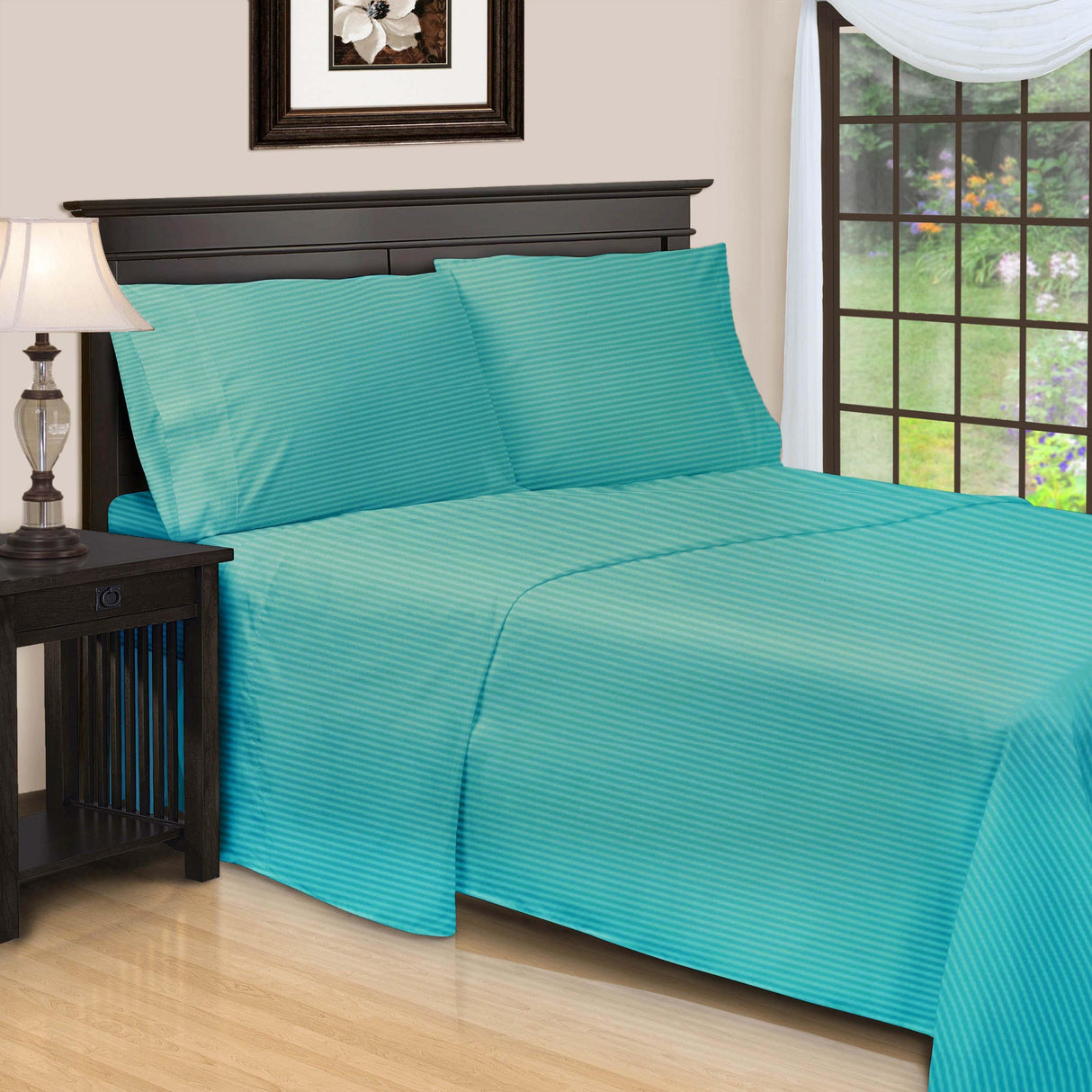 650 Thread Count Egyptian Cotton Sateen Stripe Bed Sheet Set - Egyptian Cotton Sheet Set by Superior Brand