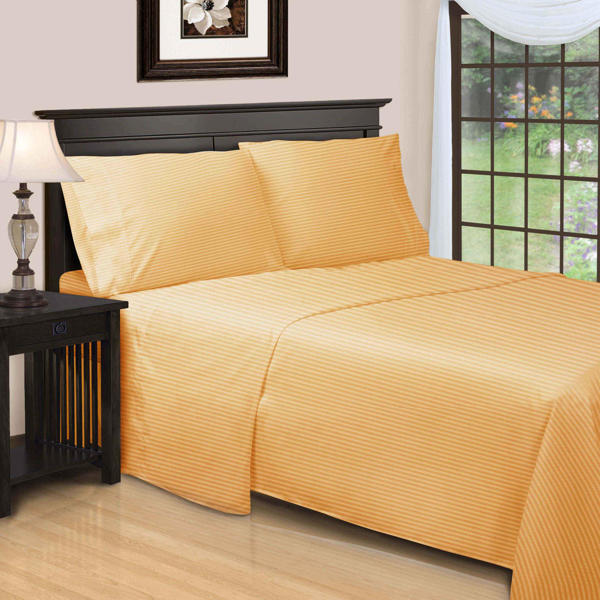 650 Thread Count Egyptian Cotton Sateen Stripe Bed Sheet Set - Egyptian Cotton Sheet Set by Superior Brand