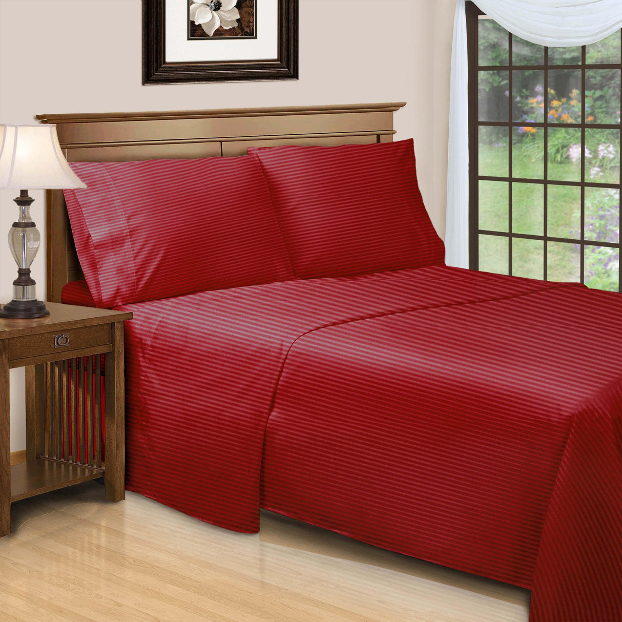 650 Thread Count Egyptian Cotton Sateen Stripe Bed Sheet Set - Egyptian Cotton Sheet Set by Superior Brand