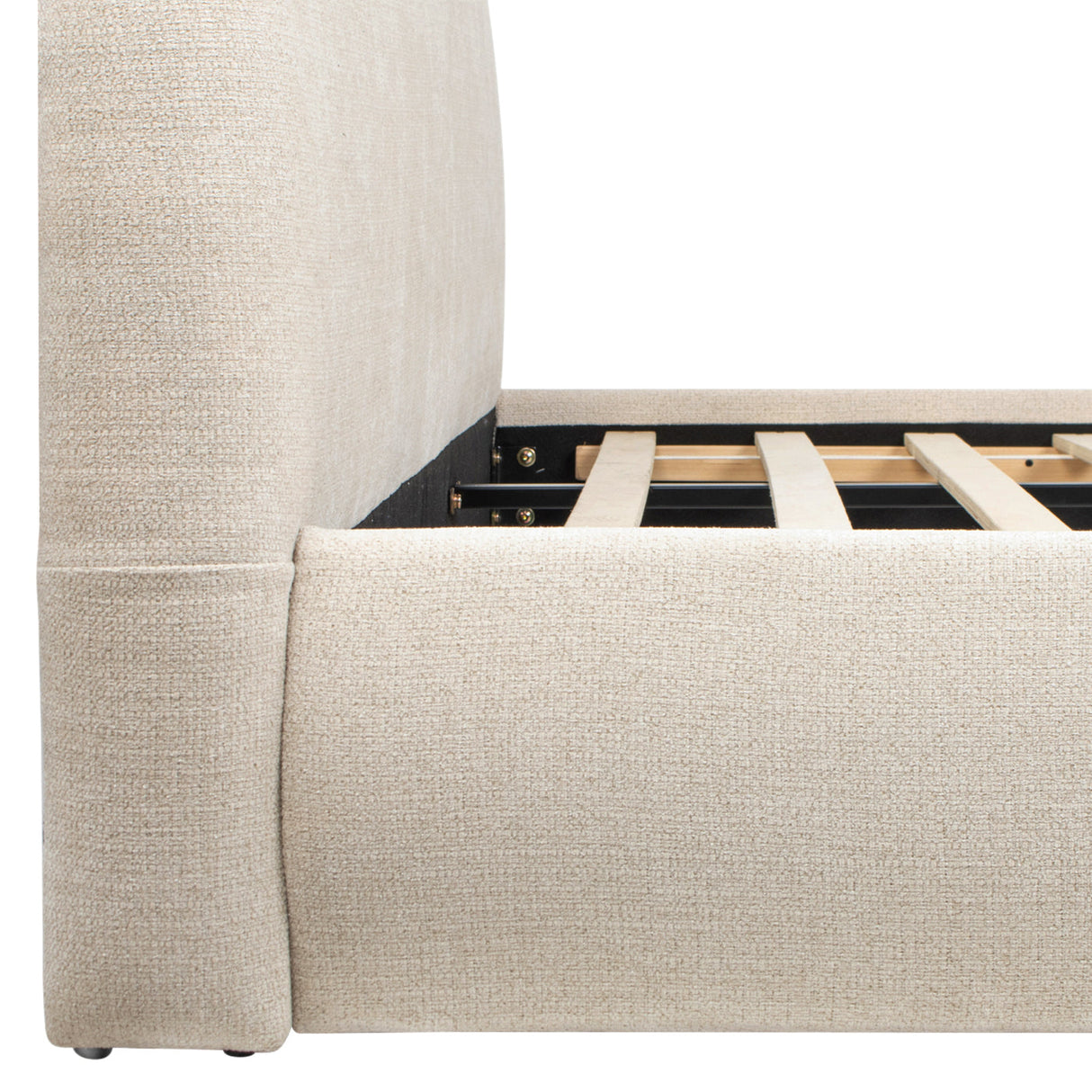 Archie Puffy Grounded Upholstered Platform Bed - Oatmeal Light