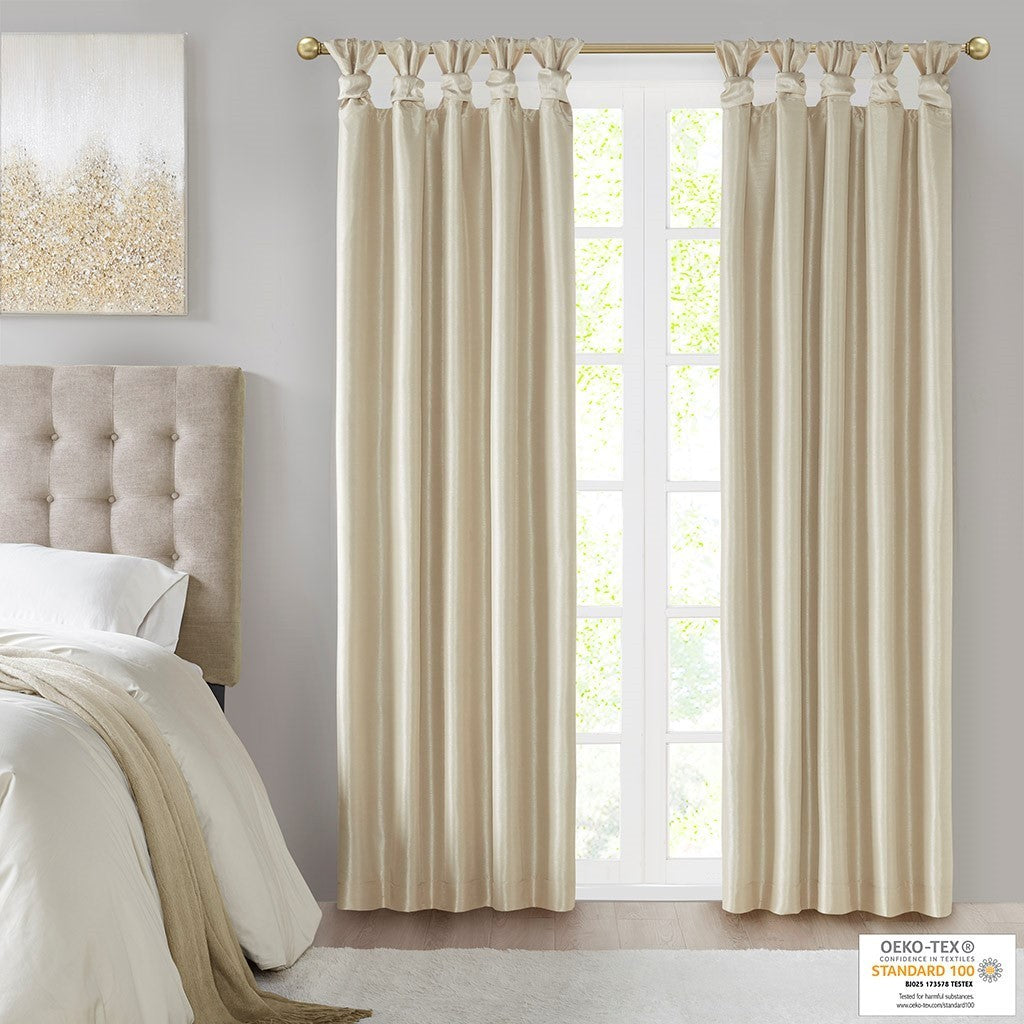 Twist tab total blackout window curtain panel champagne 50x84" blackout