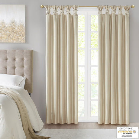 Twist tab total blackout window curtain panel champagne 50x84" blackout