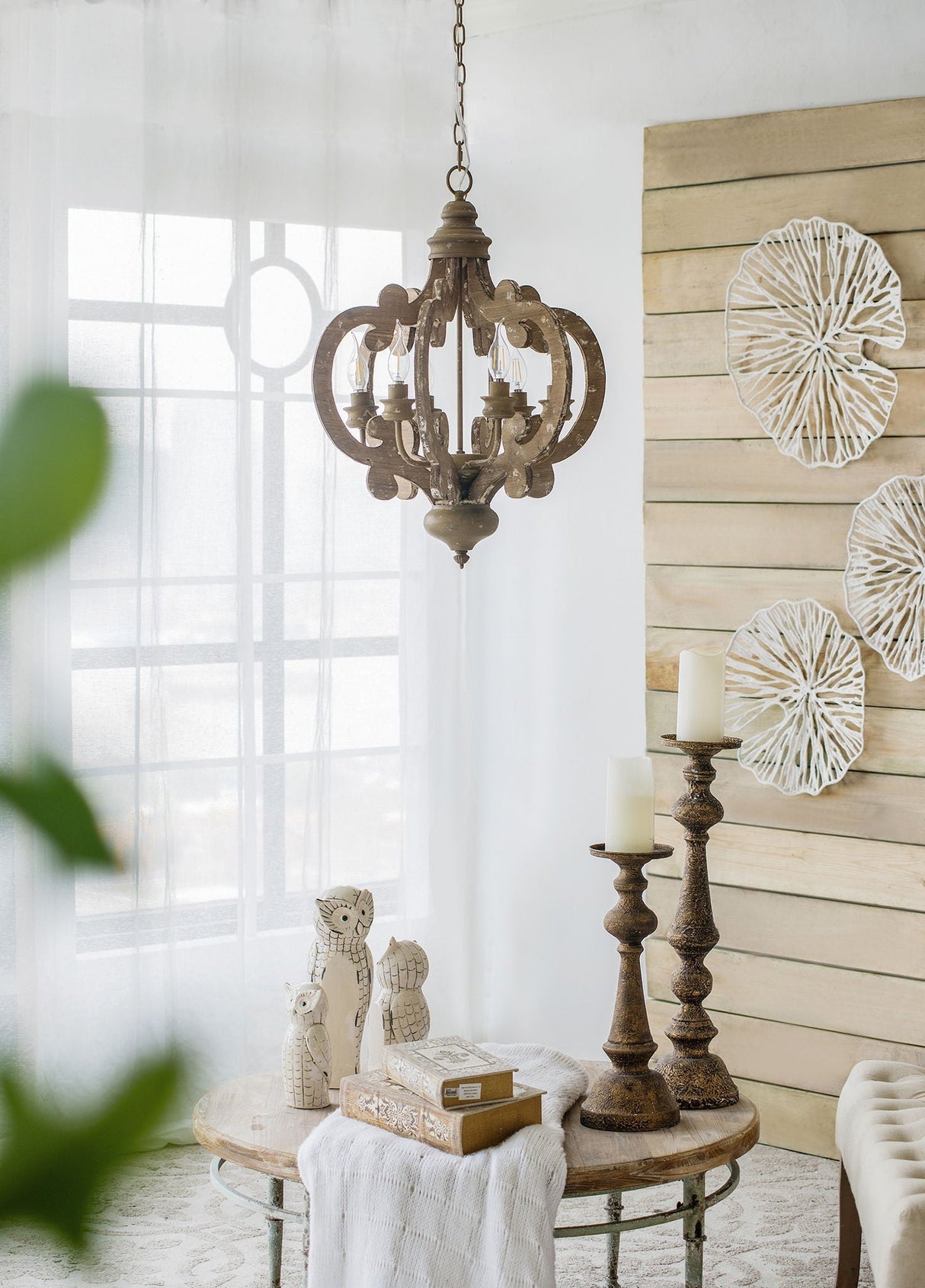 Farmhouse 6-Light Wood Chandelier Pendant Light Fixture