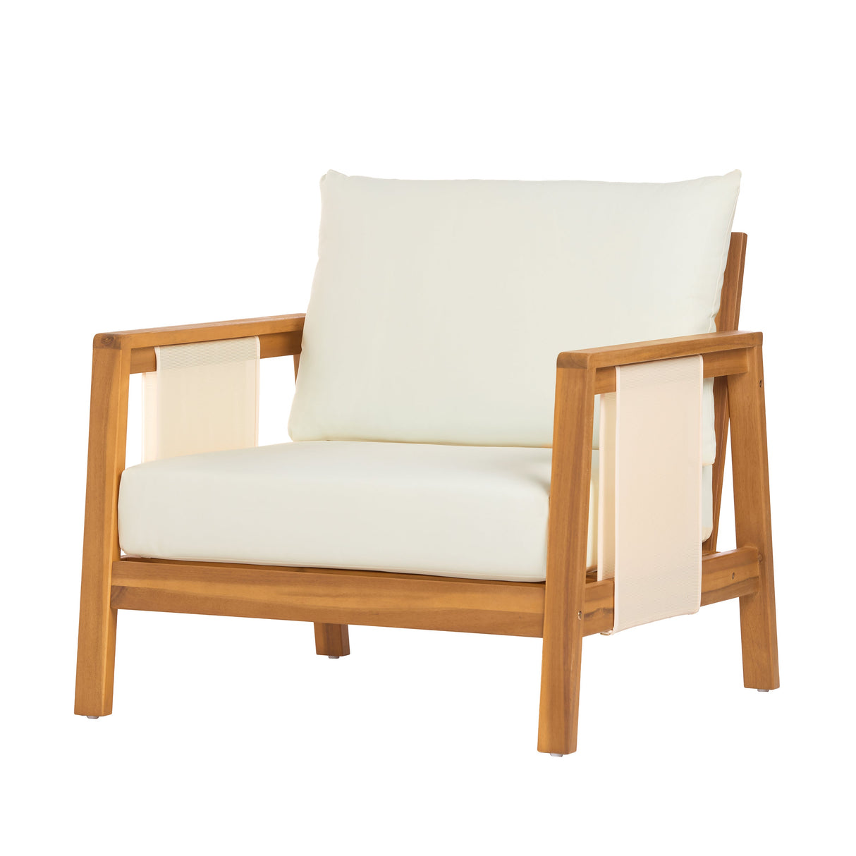 Outdoor Club Chair, Acacia Wood Frame with Textilene Accents