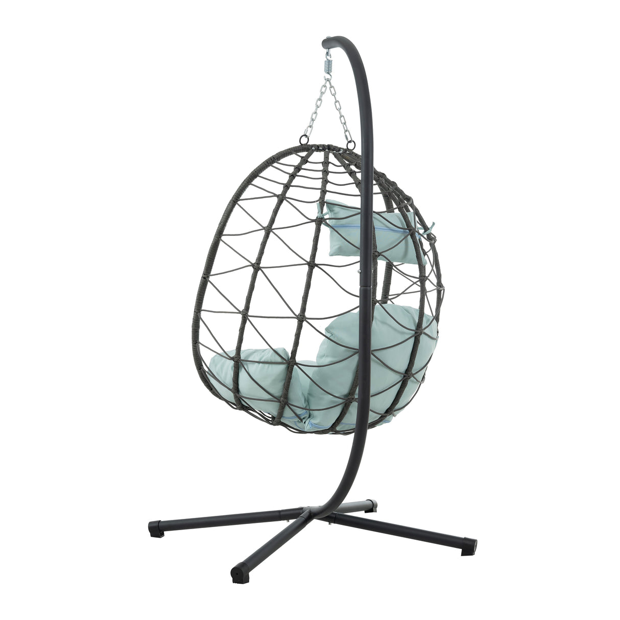 Egg Chair with Stand Indoor Outdoor Swing Chair Patio Wicker Hanging Egg Chair