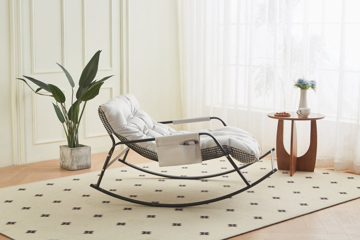 Samba Rocking Chair with Extra-Wide Technical Leather Upholstered Gliding Chair