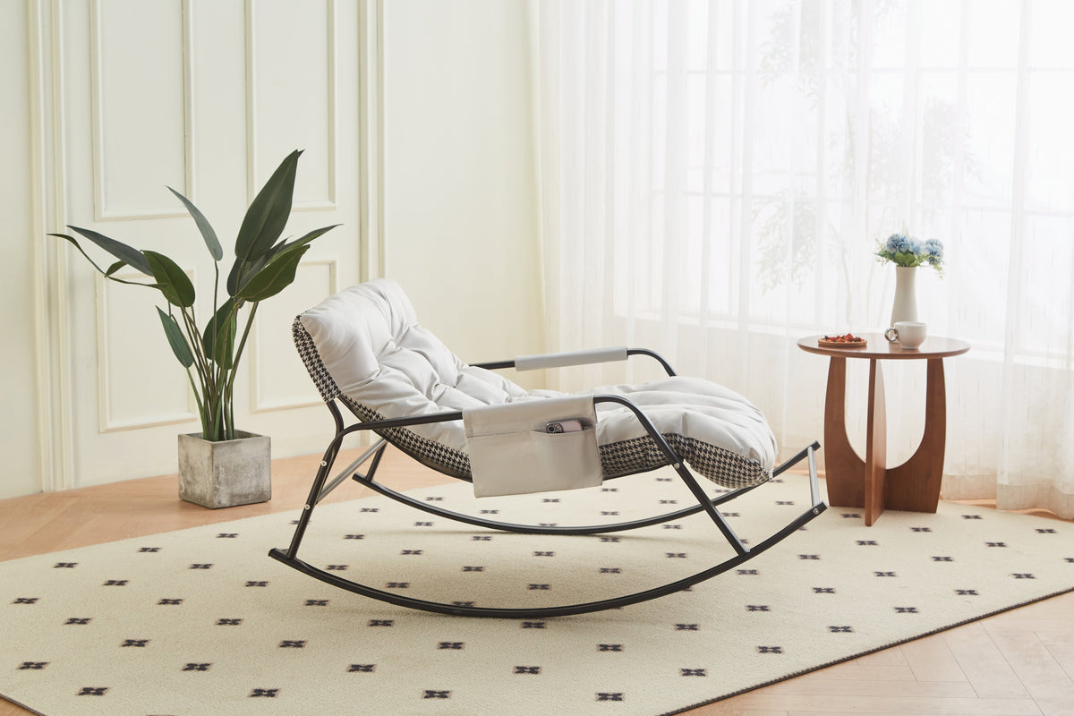 Samba Rocking Chair with Extra-Wide Technical Leather Upholstered Gliding Chair