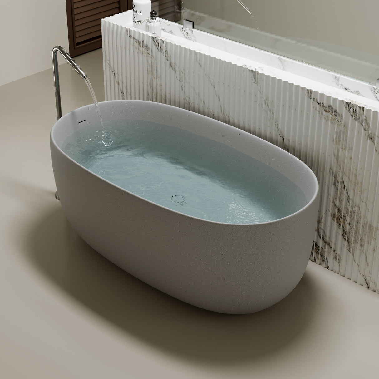 47'' Freestanding Bathtub Resin Stone Soaking Bathtub