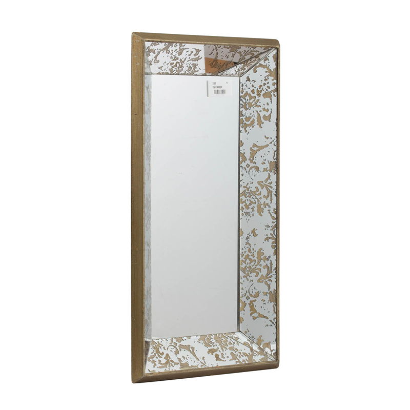 Antique Rectangle Mirror with Floral Accents - Pearl Silver