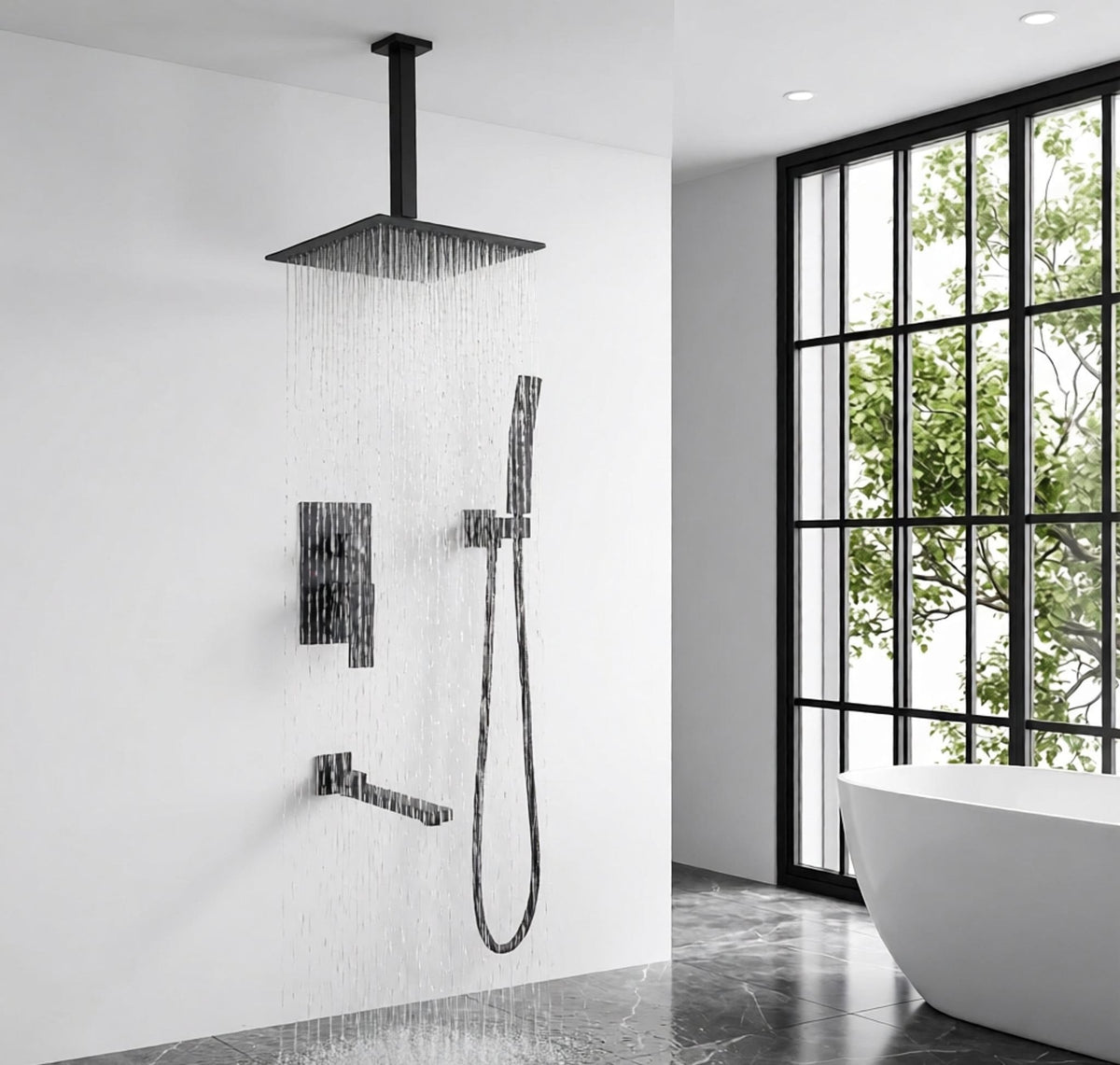 Shower System with Tub Spout,10 inch Shower Head Shower Set for Bathroom Matte